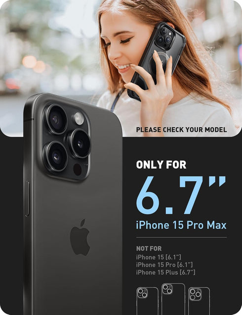 i-Blason Ares Magnetic iPhone 15 Pro Max Case, MagSafe with Built-in Screen Protector, Military-Grade Protection, Clear