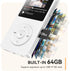 AGPTEK A02 MP3 5.3, 1.8 inch 128GB(White, 64GB) Player with Bluetooth Screen Portable Music Player with Speaker, FM