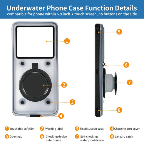 Waternaut Waterproof Case for iPhone, Ideal for Bath and Snorkeling, IPX68 to 33ft, Compatible with