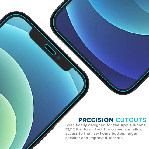 Tech Armor Ballistic Glass Screen Protector for iPhone 12 & 12 Pro, 3 Pack Tempered Glass, Case Friendly