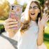 QLTYPRI Laser Colorful Retro Oil Painting Case for iPhone 12, Cute Curly Wave Frame, Green