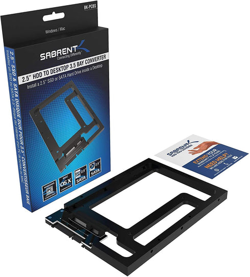 SABRENT 2.5” SSD & SATA Hard Drive to Desktop 3.5” SATA Bay Converter Mounting Kit (BK-PCBS)