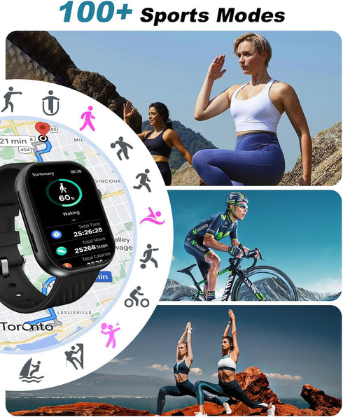 Smart Watch for Men Women (Answer/Make Call), 2.0" Fitness Tracker with 100+ Sport Modes, IP67 Waterproof