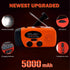 5000mAh Weather Emergency Radio, Portable Solar AM/FM/NOAA Hand Crank Radio with SOS, Power Bank (Orange)
