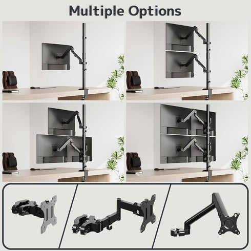 WORLDLIFT 2-Section 31.6 inches Grommet Steel Extra Tall Monitor Stand Pole - Sturdy Center Pole Only for Monitor Arm