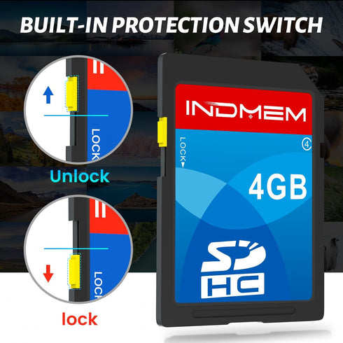 INDMEM SD Card 4GB, 8 Packs Class 4 Flash Memory Card, MLC Standard Secure Digital Cards for Camera