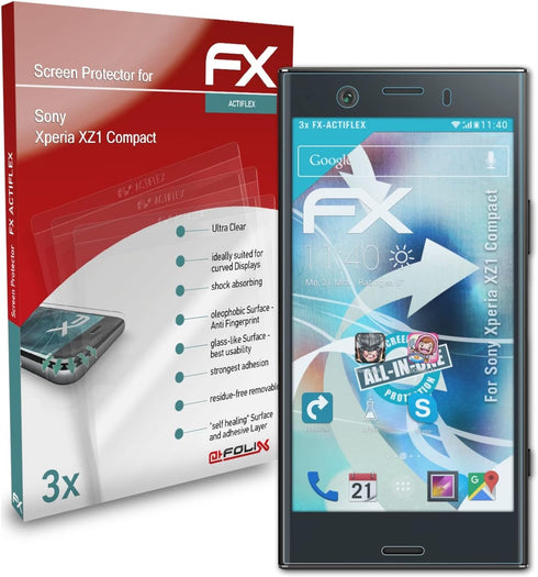 Screen Protector compatible with Sony Xperia XZ1 Compact - Ultra Clear and Flexible FX Screen Protection Film (3X)