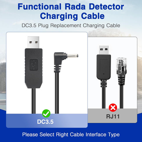 Radar Detector Power Cable for Cobra RAD350 380 450 480i 700i XRS9370 955 5300 9940
