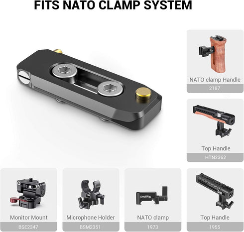 SMALLRIG Universal Low-Profile Quick Release NATO Rail 50mm/2inches Long with 1/4'' Screws for Camera Cage EVF Mount