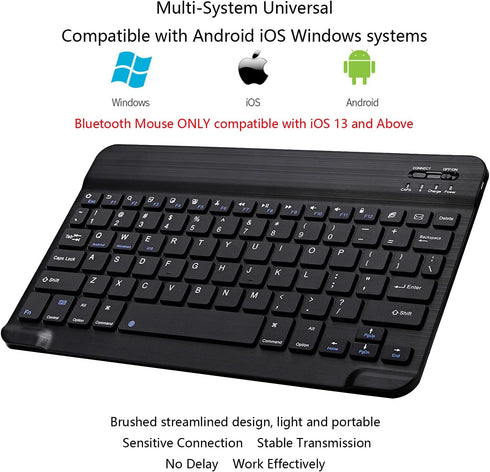 Ultra-Slim Bluetooth Keyboard and Mouse Combo, Rechargeable Portable Wireless Keyboard Mouse Set for Apple iPad iPhone