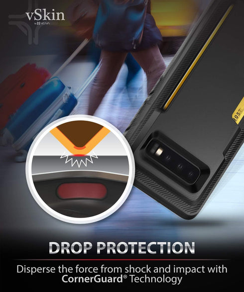 VENA Galaxy S10 Wallet Case - vSkin Slim Credit Card Holder Case Cover Designed for Samsung S10 - Black