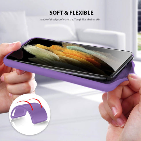 ZUSLAB Nano Silicone Case for Samsung Galaxy S21 Ultra 5G, Liquid Silicone Rubber Shockproof Full Protection (Purple)