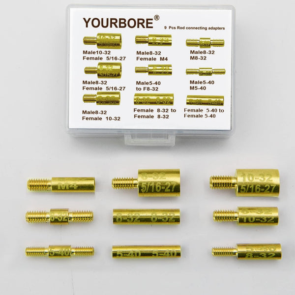 Gun Cleaning Rod Fitting Adapters, 9 pcs Pack with Various Threads in Male or Female