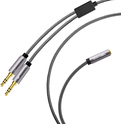 DUKABEL Long Headset Splitter Cable (4ft), 3-Pole TRS Microphone & Audio to Single 4-Pole TRRS Jack Adapter
