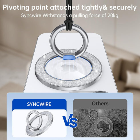 Syncwire Magnetic Phone Grip for MagSafe, Bling Magnetic Phone Ring Holder, 360° Rotation with Floating Effect Cell