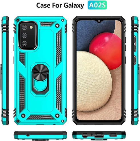 Samsung A02s Case with HD Screen Protector, Military-Grade Kickstand Holder, Shockproof Cover for Galaxy A02s, Green