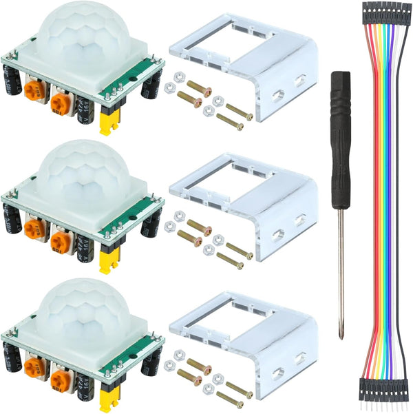 MTDELE 3 Pcs HC-SR501 PIR Motion Sensor Miniature Human Infrared Sensing Module Compatible