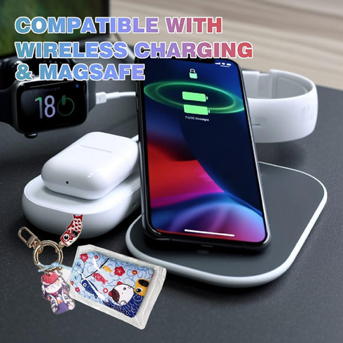 Compatible with iPhone 12 Pro Case | Cute Japanese Lucky Cat Design, Glitter Luxury Soft Silicone with Phone Lanyard