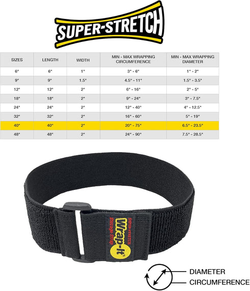 Super-Stretch Wrap-It Storage Straps, 40-in x 2-in (3-Pack) for Garage and RV Storage