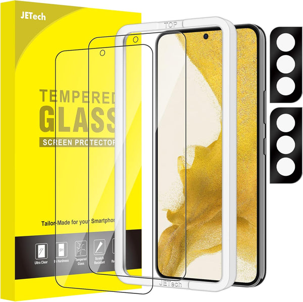 JETech 2-Pack Screen Protector for Samsung Galaxy S22 5G, Tempered Glass, Camera Lens Protector, Easy Install,