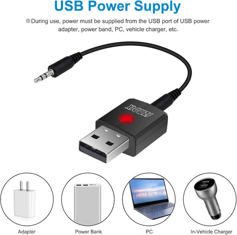 SZMDLX USB Bluetooth 5.0 Transmitter Receiver 4 in 1, Portable Wireless Audio Transmitter/Receiver, Adapter, Ideal Wireless Audio Auxiliary Adapter for Various Purposes, Plug and Play