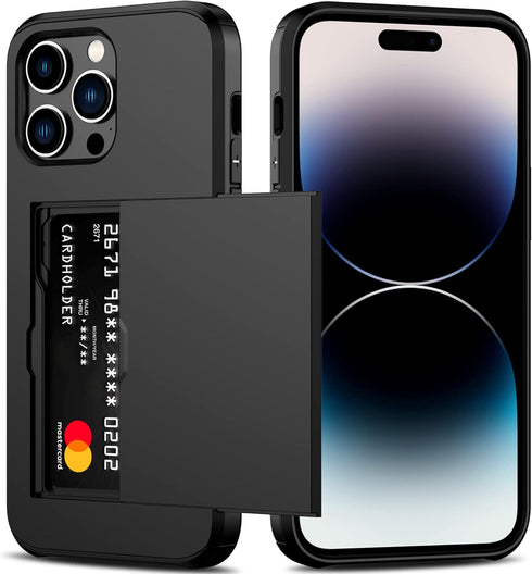 Nvollnoe iPhone 14 Pro Max Case: Heavy Duty Dual Layer Shockproof with Card Holder, Slim Wallet Case for Women & Men -