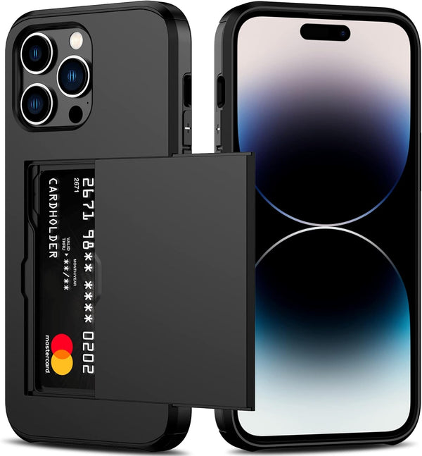 Nvollnoe iPhone 14 Pro Max Case: Heavy Duty Dual Layer Shockproof with Card Holder, Slim Wallet Case for Women & Men -