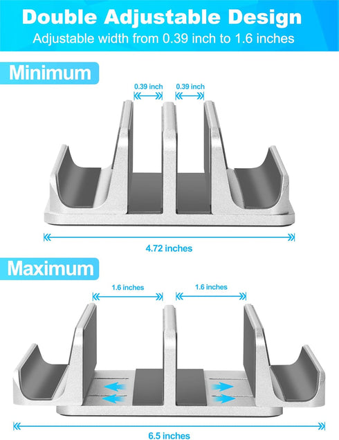 JARLINK 4-in-1 Adjustable Vertical Laptop Stand Holder, Aluminum Dual Slots Organizer for MacBook and Gaming Laptops
