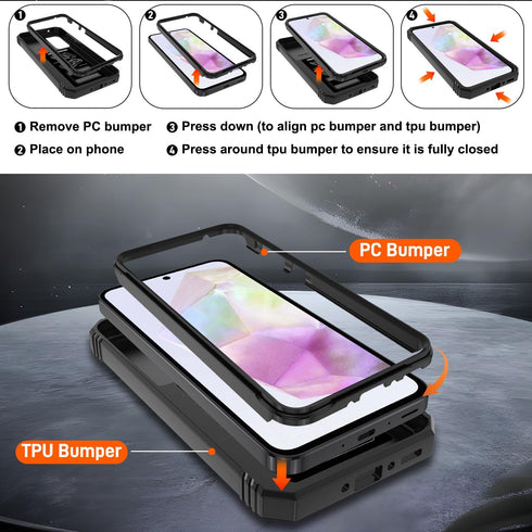 Samsung Galaxy A35 5G Case with Slide Camera Cover & Screen Protector*2, Military Grade Protective Case
