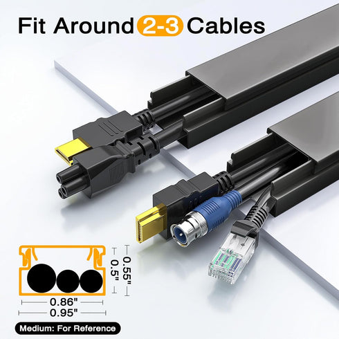 Delamu 157in 10XL15.7 W0.95 H0.55in, Cable Hider, Cord Hider Wall for Wall Mounted TV, Wire Hider Kit, Paintable Cable