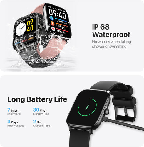 Smart Watch for Men Women, 1.91" (Answer/Make Calls/AI Voice Control), IP68 Waterproof, Heart Rate Tracker