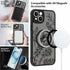 OOK 15 6.1 Inch Designed for iPhone Case Black Floral Flower Leaves Pattern Compatible with Magsafe Soft TPU Bumper