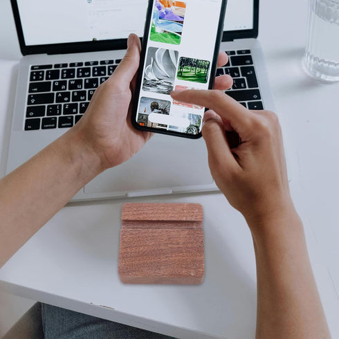 Generic 8x8x2cm, Wood Cell Phone Holder and Tablet Stand for Desk, Double Groove Walnut Wood Base Smartphone Dock