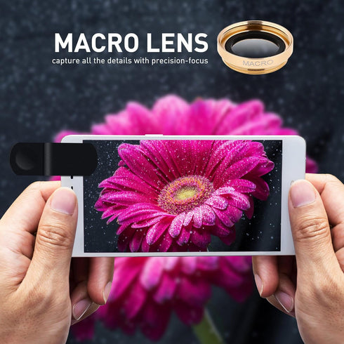 Portable Cell Phone Camera Lens: 3 in 1 Clip on Super Wide Angle, Macro, Fisheye Lens Compatible for iPhone