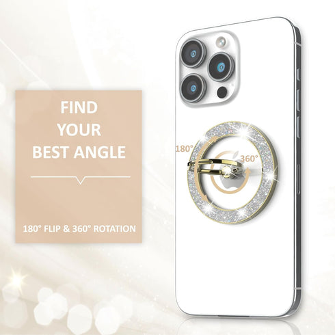 Magnetic Phone Ring Holder for MagSafe, Magnetic Grip for iPhone, Compatible with MagSafe Wireless Charging (Gold)
