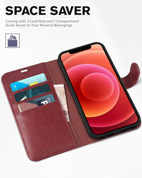 TUCCH 12 12/12 5G, Wallet Case for iPhone Pro, RFID Blocking Card Slot TPU Interior Protective Case, Magnetic Folio