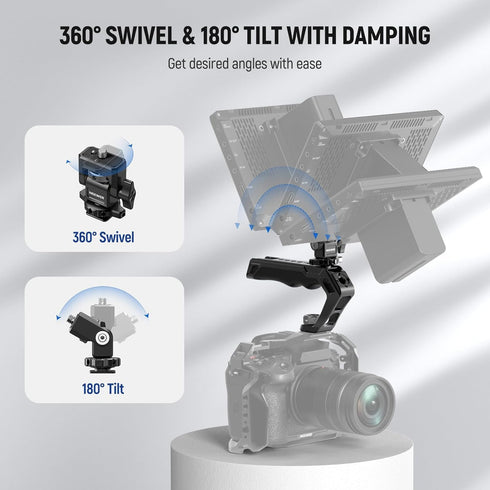 NEEWER CA007 Top Handle + MA006 Monitor Mount Set, Camera Cage Handle with 3/8" ARRI Locating for Field Monitor