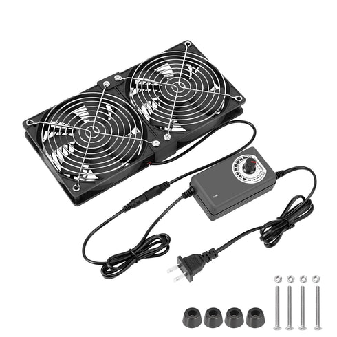 Dual 120mm High CFM Computer Fans with AC Plug, AC 110V -