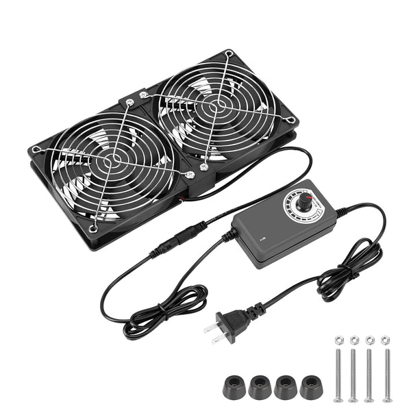 Dual 120mm High CFM Computer Fans with AC Plug, AC 110V -