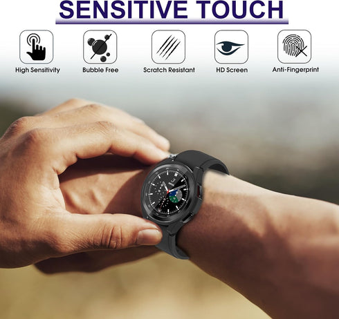 12+4 Pack Case with Tempered Glass Screen Protector for Samsung Galaxy Watch 6 Classic 47mm, Waterproof Hard PC