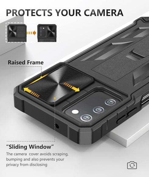 for Samsung Galaxy A03s Protective Case: Military Grade Drop Proof Full Protection Mobile Phone Cover with Kickstand | Rugged Shockproof TPU Matte Textured Tough Bumper Shell