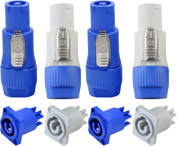 Powercon Connector Input and Output 2 Set, Suitable for Nac3fca Power Connector Plug, Female Jack to Male Powercon