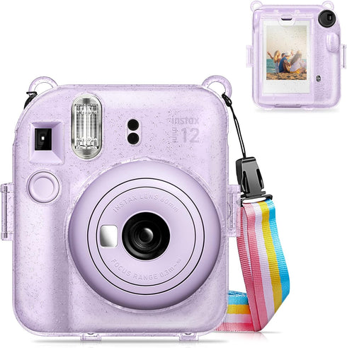 Fintie Protective Clear Case for Fujifilm Instax Mini 12 Instant Camera - Hard Shell Cover with Upgraded Film Pocket &
