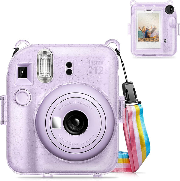 Fintie Protective Clear Case for Fujifilm Instax Mini 12 Instant Camera - Hard Shell Cover with Upgraded Film Pocket &