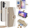 Asuwish Wallet Phone Case for Samsung Galaxy A54 5G - White PU Leather, Screen Protector, Ring Holder, Crossbody Strap.