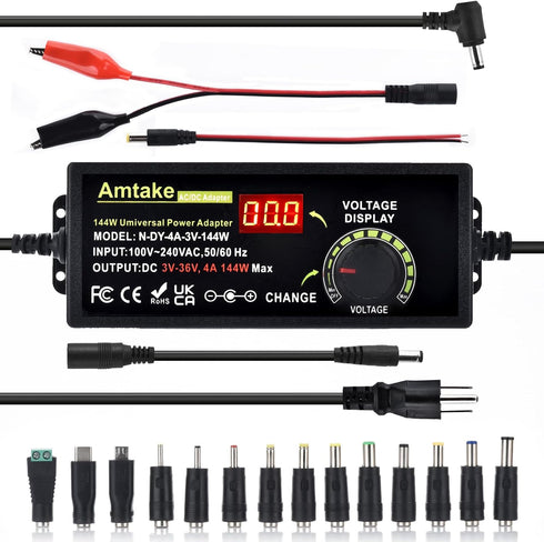 Amtake Adjustable Universal Power Supply Adapter 4A 144W Adjustable Variable Switching 3V~36V 3V