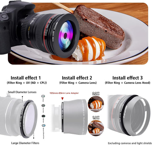 105mm to 95mm Camera Filter Ring, Step-Down Ring Adapter for 95mm UV, ND, CPL Filters