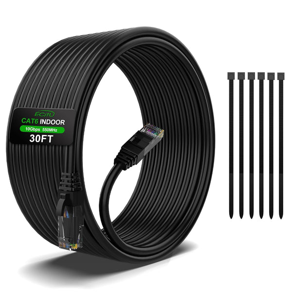 30FT Cat6 Ethernet Cable, Cat 6 Patch Cable, Cat6 Internet Cable, UTP