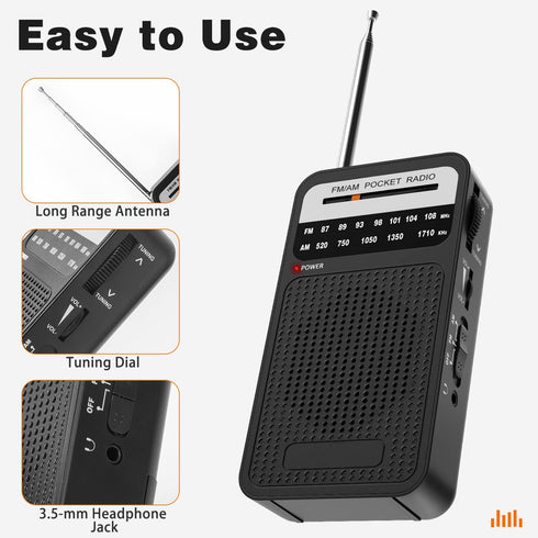 Portable AM FM Radio, Goodes Transistor Radio with Loud Speaker, 2AA Battery Operated for Indoor and Outdoor Use