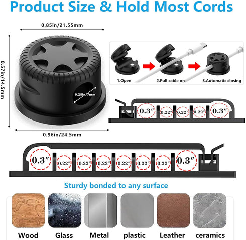 ELII 328Pcs 8 Holder,69Adhesive Clips,4 Split,22Reusable Strap,200 25 Cable Management Kit, Magnetic Cable Cable Cable
